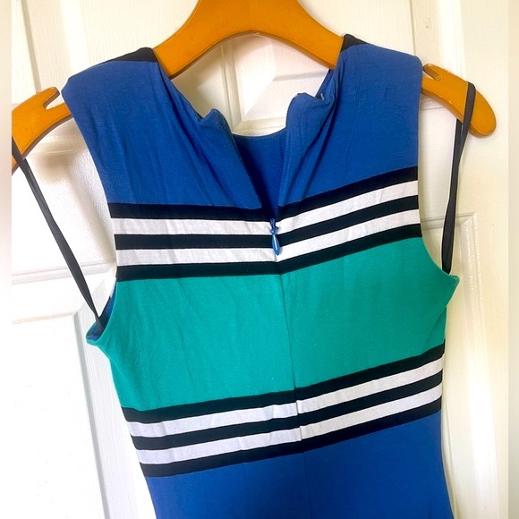 Bebe multi stripe color block fitted midi dress size xxs - Picture 7 of 9